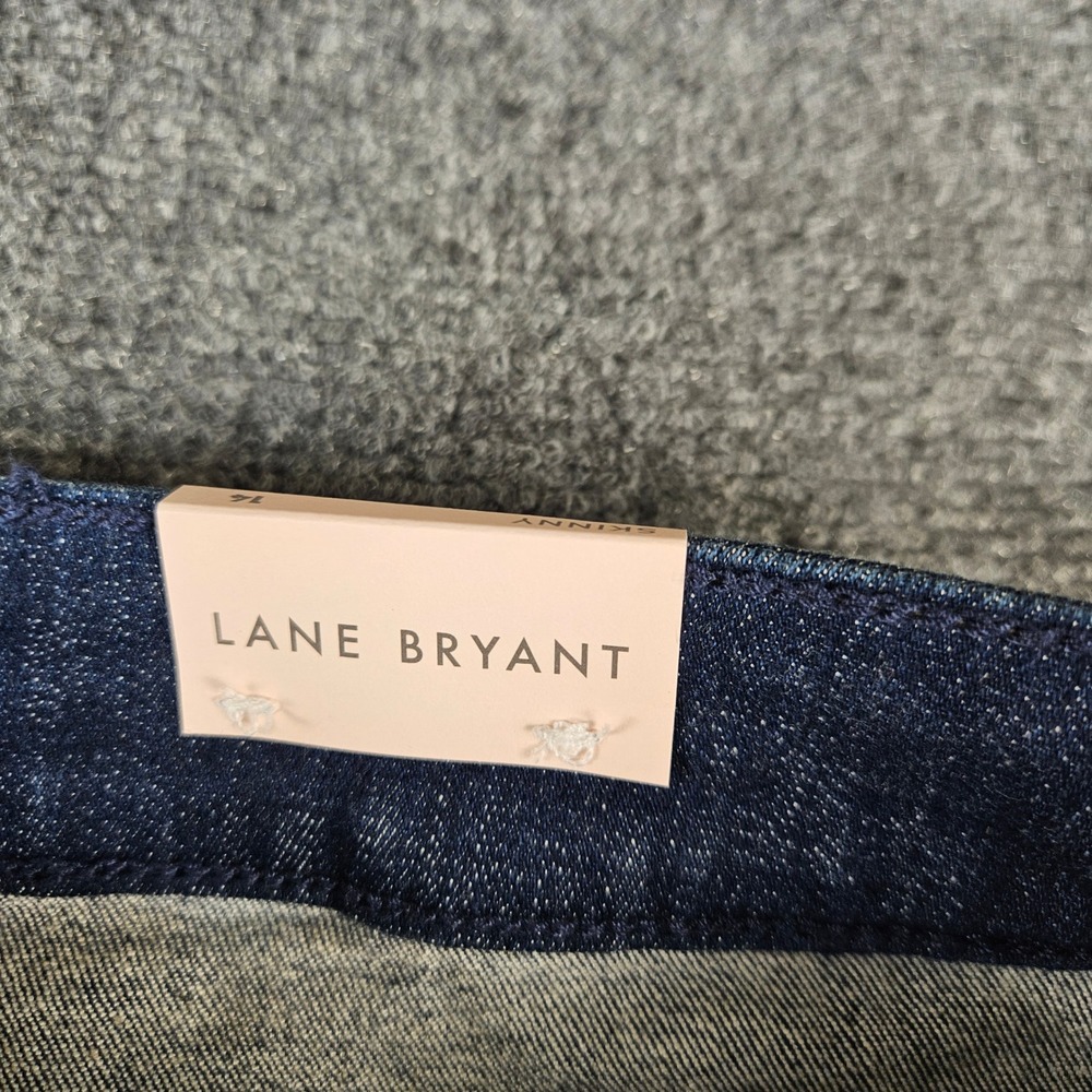 Lane Bryant Signature Fit Skinny Jeans Mid Rise Rhinestone Stud Dark Wash 14 NEW - Picture 9 of 13